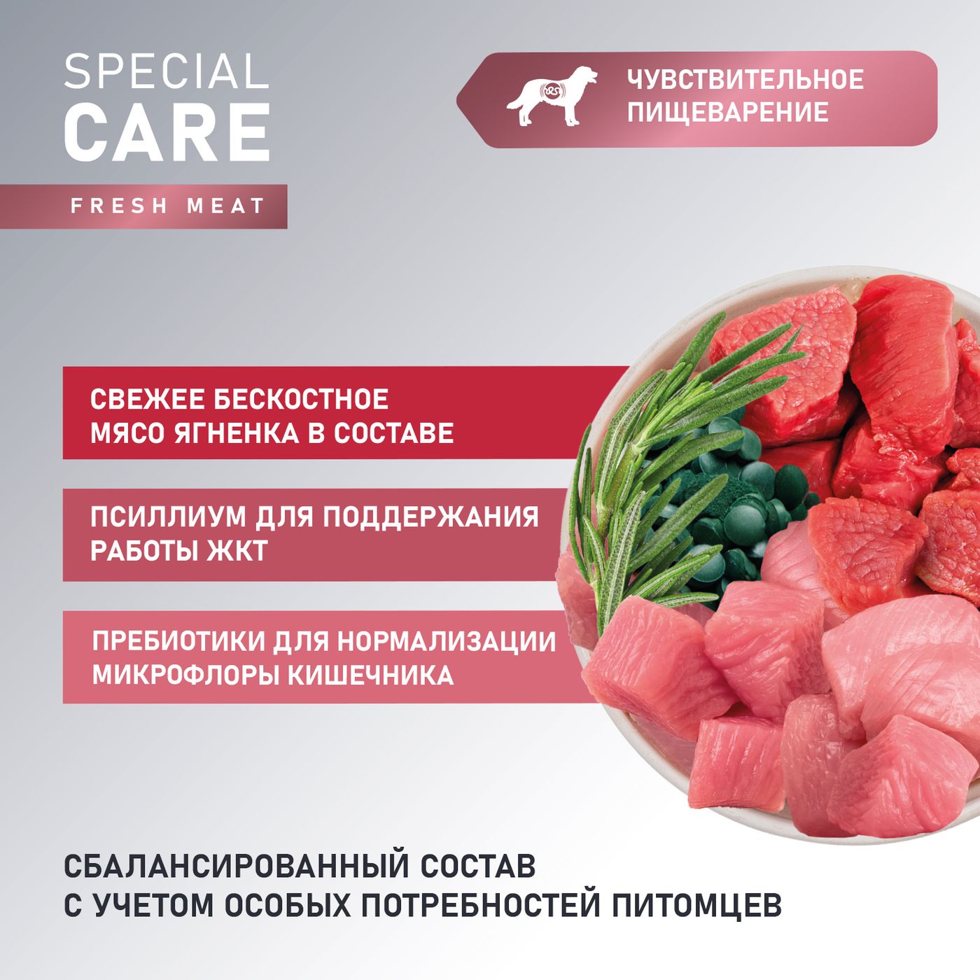 Сухой корм AWARD SPECIAL CARE Sensitive Digestion для взрослых собак всех пород с чувствительным пищеварением со свежим мясом ягненка 2кг — фото 4