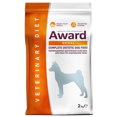 Диетический корм AWARD VETERINARY DIET RENAL для взрослых собак при заболеваниях почек 2 кг