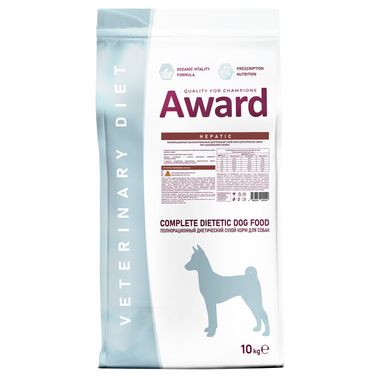 Диетический корм AWARD VETERINARY DIET HEPATIC для взрослых собак при заболеваниях печени 10 кг