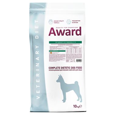 Диетический корм AWARD VETERINARY DIET DIABETIC AND OBESITY для взрослых собак при сахарном диабете и избыточном весе 10 кг