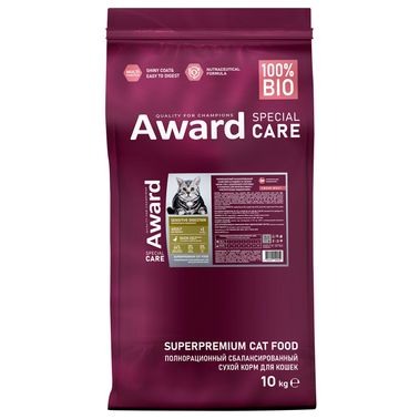 Сухой корм AWARD SPECIAL CARE Sensitive Digestion для взрослых кошек с чувствительным пищеварением со свежим мясом утки 10кг