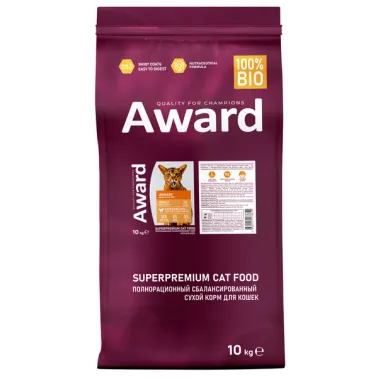 Сухой корм AWARD Urinary для взрослых кошек для профилактики мочекаменной болезни с курицей с добавлением клюквы, цикория и рыбьего жира 10&nbsp;кг
