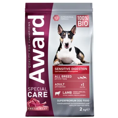 Сухой корм AWARD SPECIAL CARE Sensitive Digestion для взрослых собак всех пород с чувствительным пищеварением со свежим мясом ягнёнка 2 кг